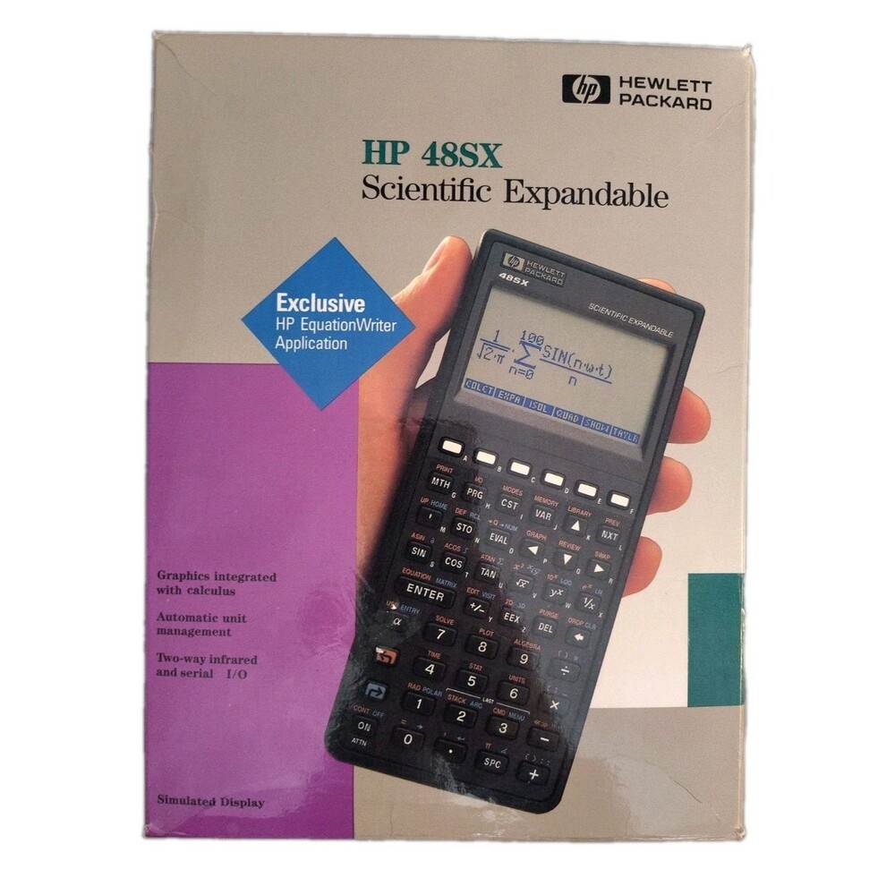Hewlett Packard HP 48S Graphing Calculator With Case Box & Manual Read Descrip